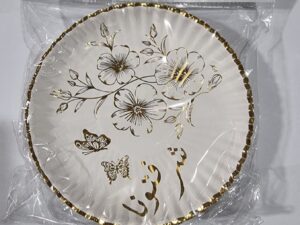 104114 صحون ورقية شرفتونا موتيف ورود