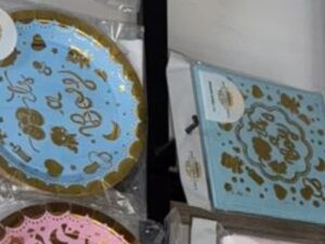 104241 صحون ومناديل لون أزرق